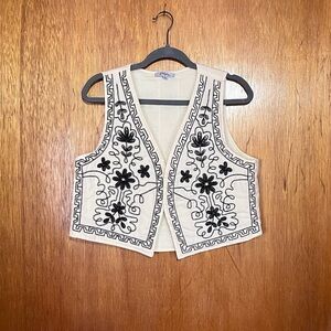 Polagram Cream and Black Embroidered Vest